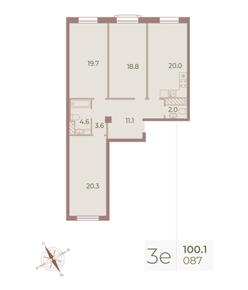 Продажа 3-комнатной квартиры 100,9 м², 9/9 этаж