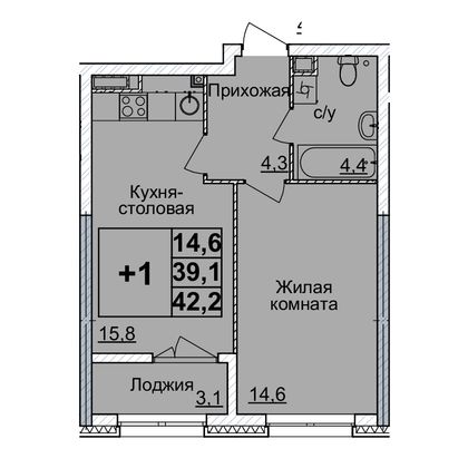 Продажа 1-комнатной квартиры 42 м², 13/24 этаж