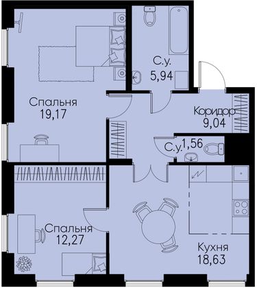 Продажа 2-комнатной квартиры 66,6 м², 2/11 этаж