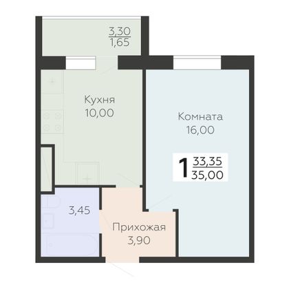 Продажа 1-комнатной квартиры 35 м², 10/18 этаж