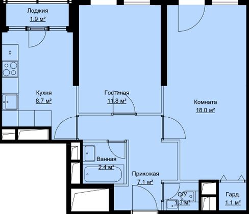 Продажа 2-комнатной квартиры 52,3 м², 13/17 этаж