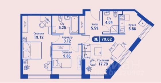 Продажа 3-комнатной квартиры 71 м², 11/35 этаж