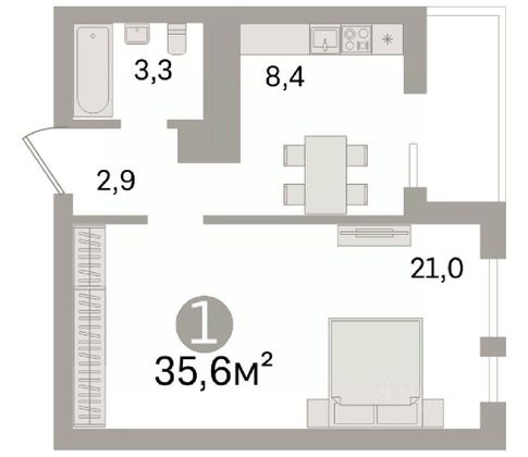 Продажа 1-комнатной квартиры 36 м², 12/17 этаж