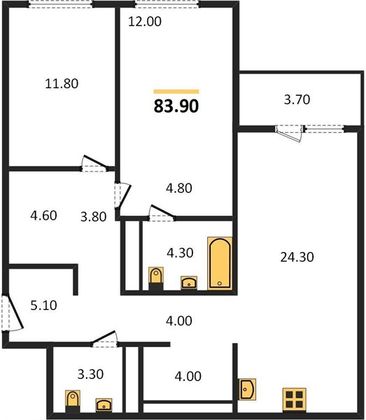 Продажа 2-комнатной квартиры 83,9 м², 10/32 этаж