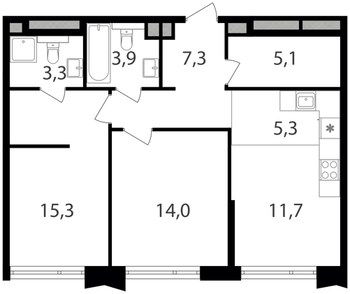 Продажа 2-комнатной квартиры 65,9 м², 13/24 этаж