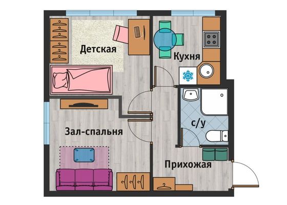 Продажа 1-комнатной квартиры 31 м², 1/2 этаж