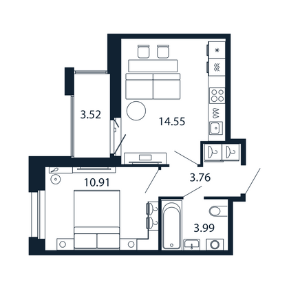 Продажа 1-комнатной квартиры 35 м², 6/12 этаж