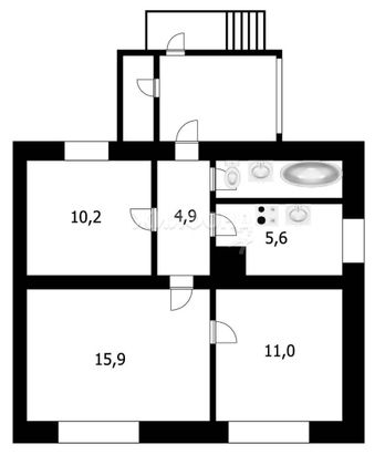 Продажа 3-комнатной квартиры 51 м², 1/1 этаж