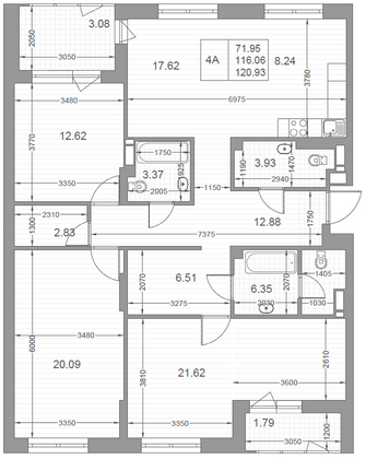 Продажа 4-комнатной квартиры 120,9 м², 7/10 этаж