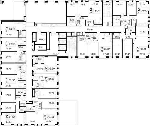 Продажа 2-комнатной квартиры 76,7 м², 2/21 этаж