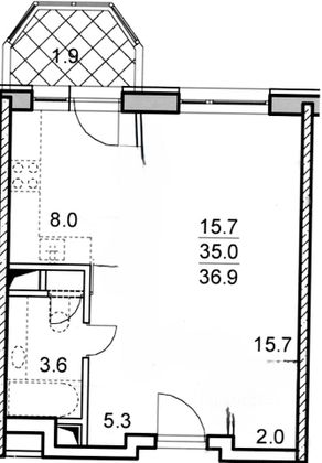 Продажа 1-комнатной квартиры 36,9 м², 14/17 этаж