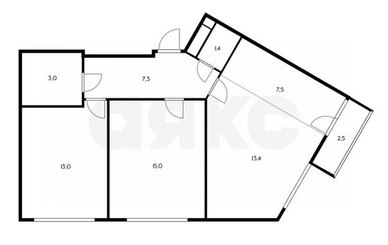 Продажа 3-комнатной квартиры 62,3 м², 15/17 этаж