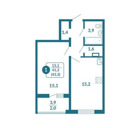 Продажа 1-комнатной квартиры 43,3 м², 11/17 этаж