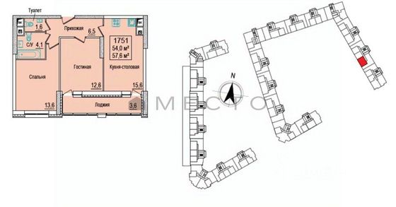 Продажа 2-комнатной квартиры 57,6 м², 2/22 этаж