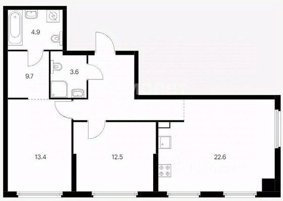 Продажа 3-комнатной квартиры 71,1 м², 7/20 этаж