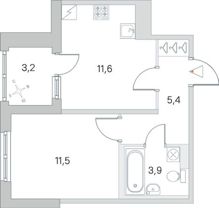 Продажа 1-комнатной квартиры 34 м², 1/5 этаж