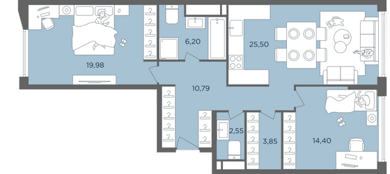 Продажа 3-комнатной квартиры 83,3 м², 11/41 этаж