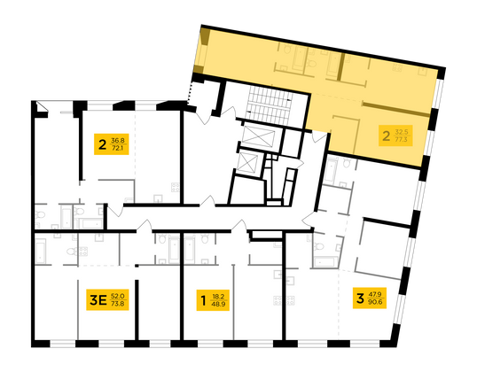 Продажа 2-комнатной квартиры 77,3 м², 9/14 этаж