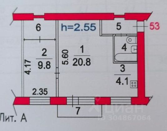 Продажа 1-комнатной квартиры 44 м², 2/4 этаж