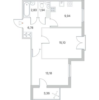 Продажа 2-комнатной квартиры 51,5 м², 3/4 этаж