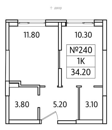 Продажа 1-комнатной квартиры 34,2 м², 2/25 этаж