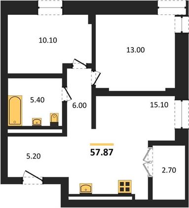 Продажа 2-комнатной квартиры 57,9 м², 12/22 этаж