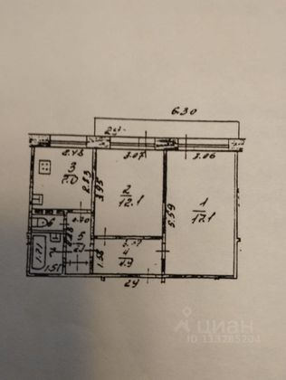 Продажа 2-комнатной квартиры 49,1 м², 5/5 этаж