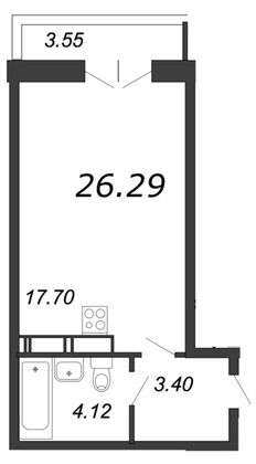 Продажа квартиры-студии 26,3 м², 16/18 этаж