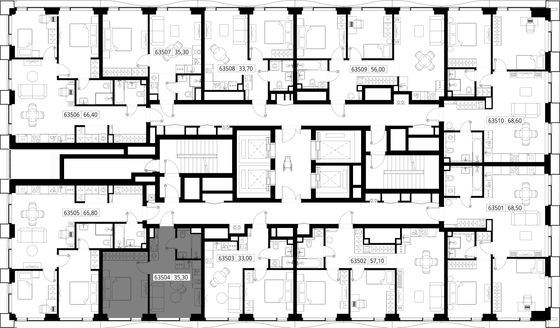 Продажа 1-комнатной квартиры 35,3 м², 35/48 этаж