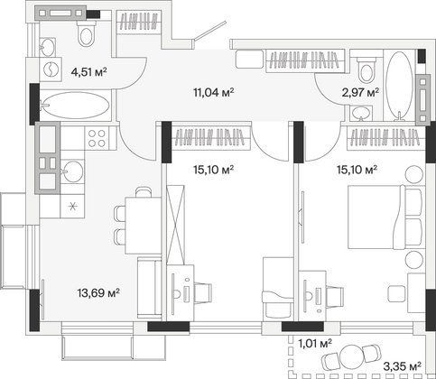 Продажа 2-комнатной квартиры 63,4 м², 7/7 этаж