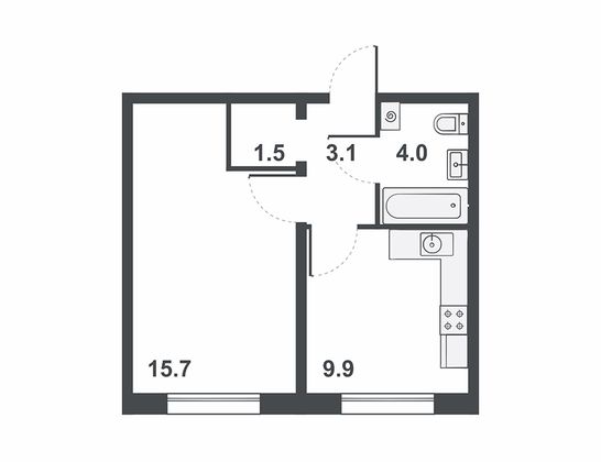 Продажа 1-комнатной квартиры 34,2 м², 12/16 этаж