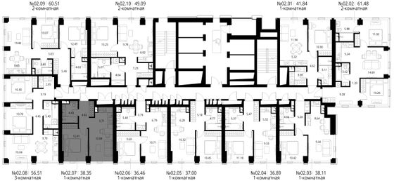 Продажа 1-комнатной квартиры 38,3 м², 2/48 этаж