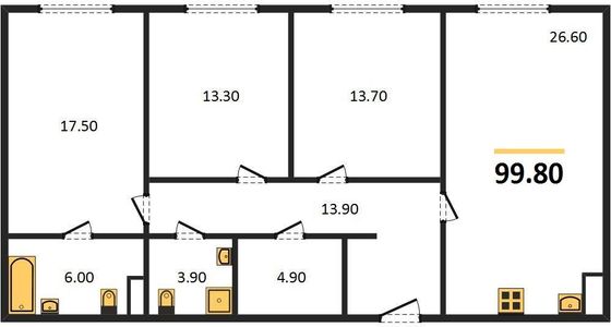 Продажа 3-комнатной квартиры 99,8 м², 5/17 этаж