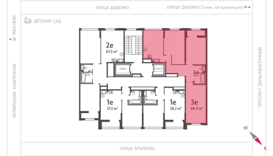 88,4 м², 3-комн. квартира, 15/23 этаж