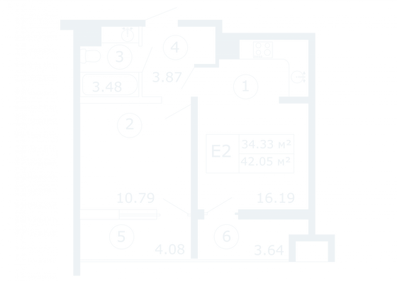 Продажа 1-комнатной квартиры 42 м², 1/12 этаж