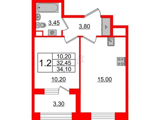 Продажа 1-комнатной квартиры 32,5 м², 1/4 этаж