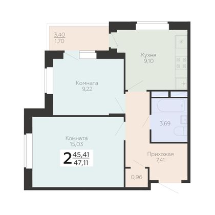 Продажа 2-комнатной квартиры 47,1 м², 2/19 этаж