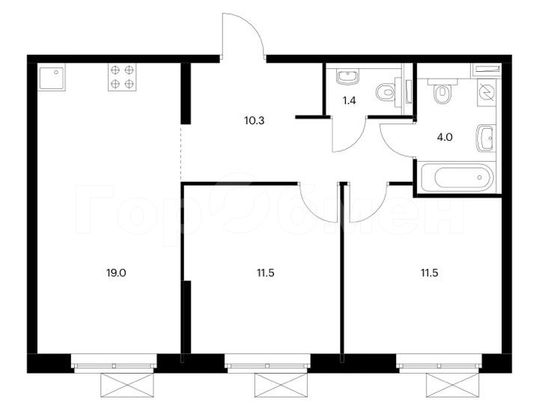 Продажа 2-комнатной квартиры 57,7 м², 14/33 этаж