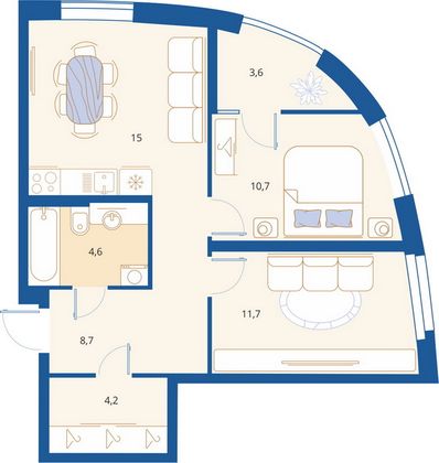 Продажа 2-комнатной квартиры 58,5 м², 3/18 этаж