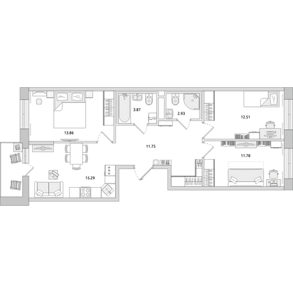 Продажа 3-комнатной квартиры 77,4 м², 14/23 этаж