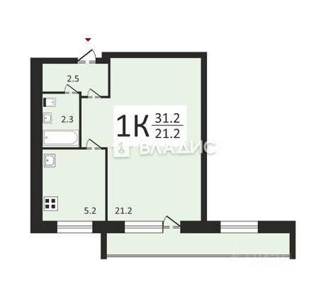 Продажа 1-комнатной квартиры 32,7 м², 7/9 этаж