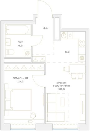 Продажа 2-комнатной квартиры 41,1 м², 16/23 этаж