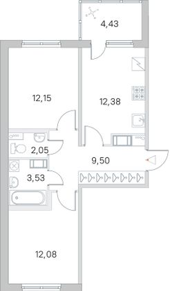 Продажа 2-комнатной квартиры 53,9 м², 2/5 этаж