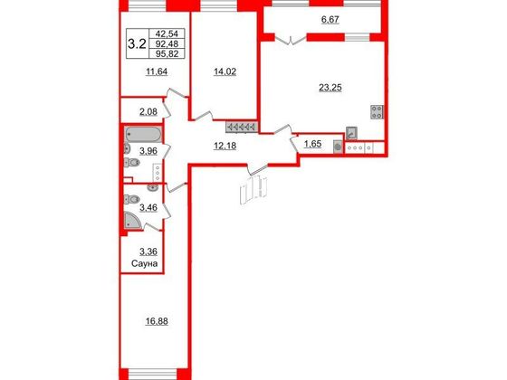 Продажа 3-комнатной квартиры 92,5 м², 3/12 этаж