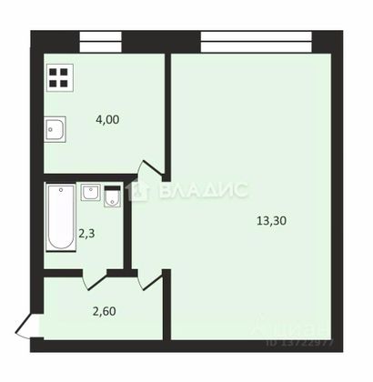 Продажа 1-комнатной квартиры 24,9 м², 1/2 этаж