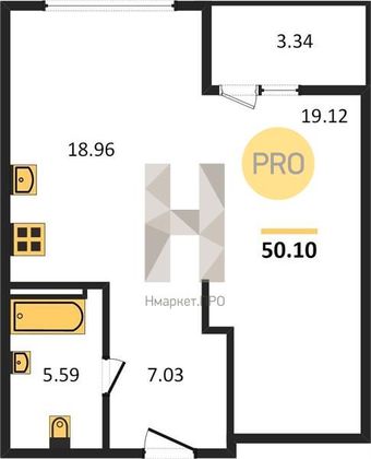 Продажа 1-комнатной квартиры 50,1 м², 24/29 этаж