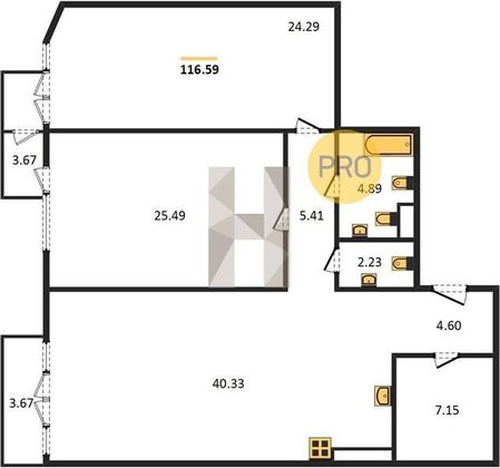 Продажа 2-комнатной квартиры 123,5 м², 3/9 этаж