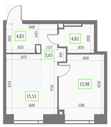 Продажа 1-комнатной квартиры 42,8 м², 16/57 этаж