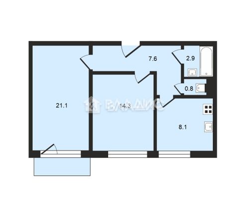 Продажа 2-комнатной квартиры 55,3 м², 5/5 этаж