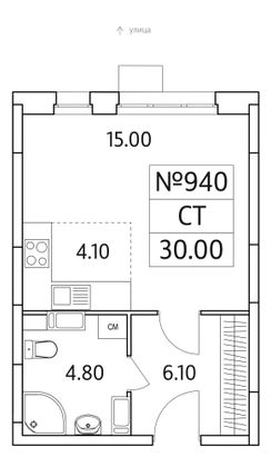 Продажа квартиры-студии 30 м², 16/25 этаж